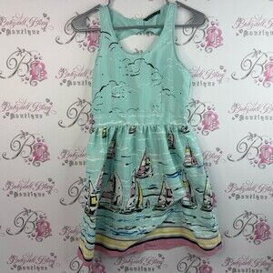 Miso dress sailing ocean blue aqua unique Sailboat Print Mini Dress Aqua clouds